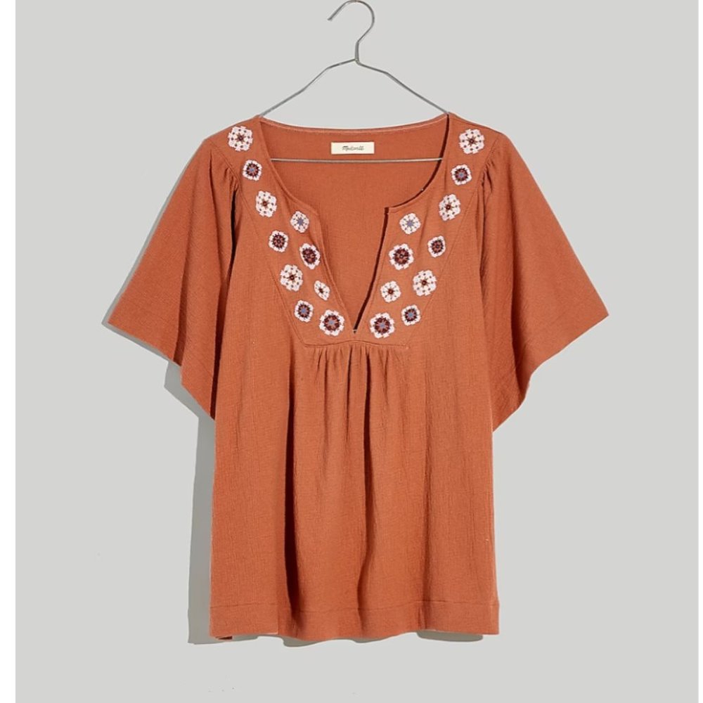 Madewell Knit Embroidered Top